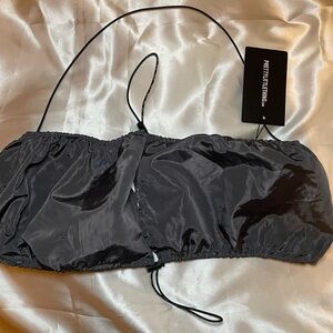 PrettyLittleThing Shiny Black Tube Top